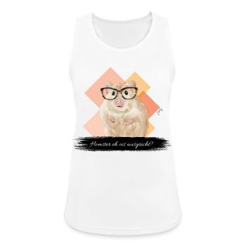 JvG Hamster "Homster eh ois ausgricht" - Frauen Tank Top atmungsaktiv - Weiß - Vorne - Zoe (177cm)
