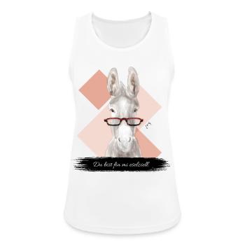JvG Esel "Du bist fia mi eselziell" - Frauen Tank Top atmungsaktiv - Weiß - Vorne - Zoe (177cm)
