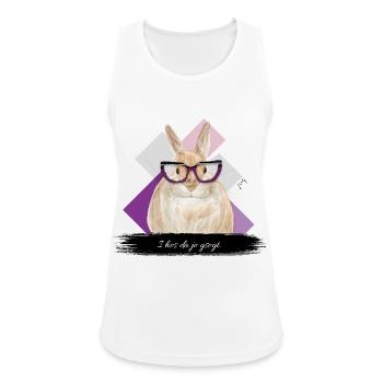 JvG Hase "I hos da jo gsogt." - Frauen Tank Top atmungsaktiv - Weiß - Vorne - Zoe (177cm)