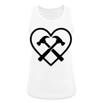 Gekreuzte Hämmer Herz Baumeister Heimwerker Werkzeuge - Frauen Tank Top atmungsaktiv - Weiß - Vorne - Zoe (177cm)