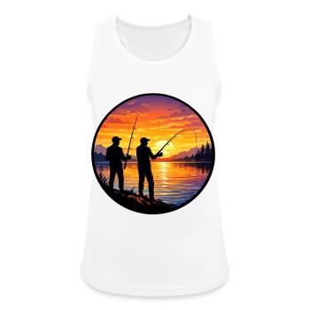 Angler Sonnenuntergang am See - Frauen Tank Top atmungsaktiv - Weiß - Vorne - Zoe (177cm)