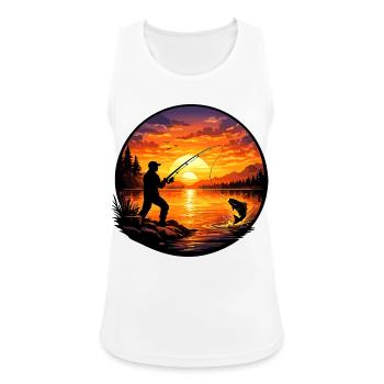 Angler Silhouette am See bei Sonnenuntergang - Frauen Tank Top atmungsaktiv - Weiß - Vorne - Zoe (177cm)