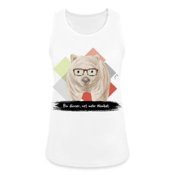 JvG Wombat "Bin dünner, net mehr Wombat." - Frauen Tank Top atmungsaktiv - Weiß - Vorne - Zoe (177cm)