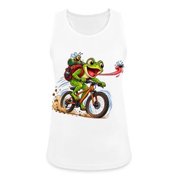 Funny Frog Riding Bicycle Cartoon - Frauen Tank Top atmungsaktiv - Weiß - Vorne - Zoe (177cm)