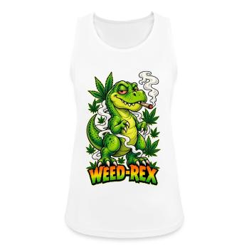 Weed-Rex Smoking Joint Cannabis Dinosaur Design - Frauen Tank Top atmungsaktiv - Weiß - Vorne - Zoe (177cm)