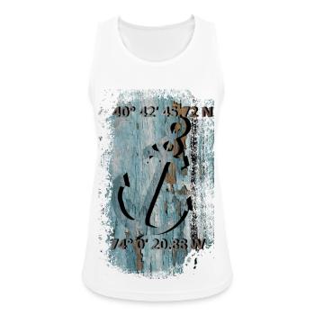 Anker mit Koordinaten - Frauen Tank Top atmungsaktiv - Weiß - Vorne - Zoe (177cm)