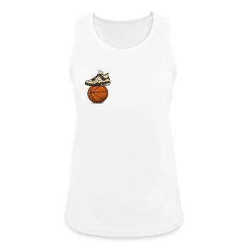 Sneaker über Basketball Street Art - Frauen Tank Top atmungsaktiv - Weiß - Vorne - Zoe (177cm)