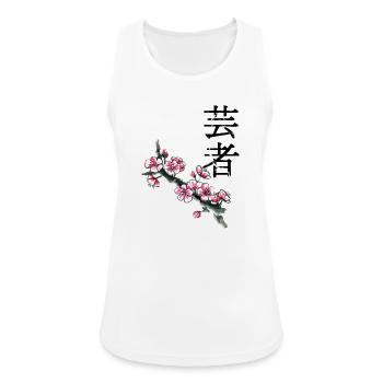 Pflaumenblütenzweig in Aquarell - Frauen Tank Top atmungsaktiv - Weiß - Vorne - Zoe (177cm)