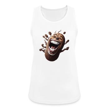 Glückliche Kaffeebohne - Frauen Tank Top atmungsaktiv - Weiß - Vorne - Zoe (177cm)