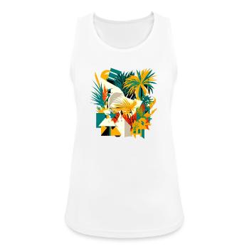 Palmen und Blumen aus kubischer Sicht - Frauen Tank Top atmungsaktiv - Weiß - Vorne - Zoe (177cm)