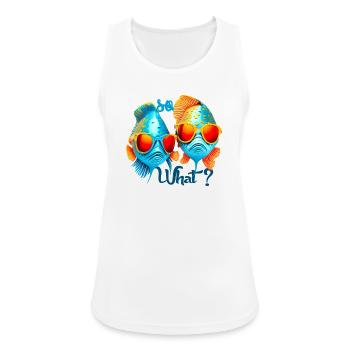 Bunte Fische mit Sonnenbrillen - Frauen Tank Top atmungsaktiv - Weiß - Vorne - Zoe (177cm)
