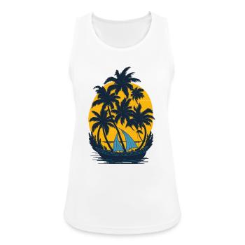 Sonnenuntergang am Palmenboot - Frauen Tank Top atmungsaktiv - Weiß - Vorne - Zoe (177cm)