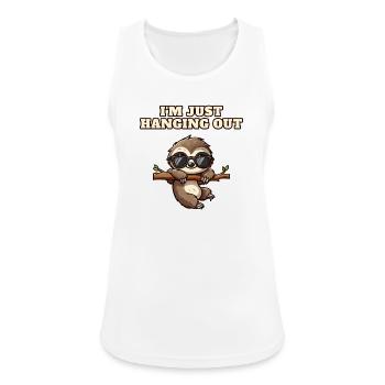 Faultier mit heraushängender Sonnenbrille - Frauen Tank Top atmungsaktiv - Weiß - Vorne - Zoe (177cm)