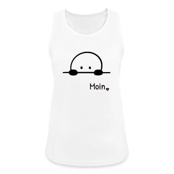 Moin. | Kleine Guckfigur mit Herz regionaler Gruss - Frauen Tank Top atmungsaktiv - Weiß - Vorne - Zoe (177cm)