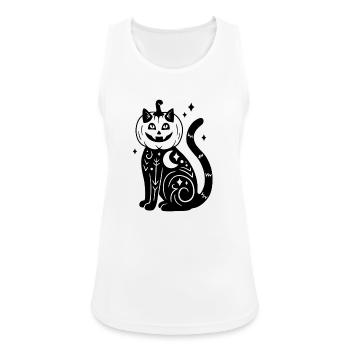 Halloween Katze Kürbiskostüm - Schwarz mit Sternen - Frauen Tank Top atmungsaktiv - Weiß - Vorne - Zoe (177cm)