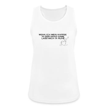 Kaffee in der Hand - Frauen Tank Top atmungsaktiv - Weiß - Vorne - Zoe (177cm)