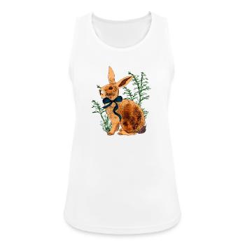 Aquarell Hasenporträt mit Schleifenband - Frauen Tank Top atmungsaktiv - Weiß - Vorne - Zoe (177cm)