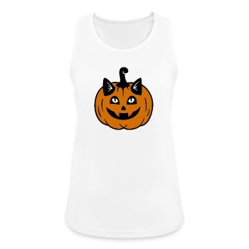 Halloween Katze Kürbiskopf - Frauen Tank Top atmungsaktiv - Weiß - Vorne - Zoe (177cm)