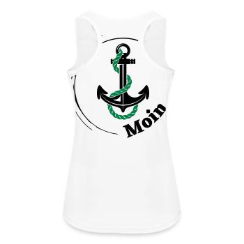 Moin Seemann, Ostsee und Nordsee Liebhaber - Frauen Tank Top atmungsaktiv - Weiß - Hinten - Zoe (177cm)