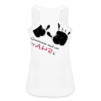 We AHR together | Ahrtal Hochwasser SolidAHRität - Frauen Tank Top atmungsaktiv - Weiß - Hinten - Zoe (177cm)