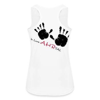 We Love Ahrtal - Frauen Tank Top atmungsaktiv - Weiß - Hinten - Zoe (177cm)