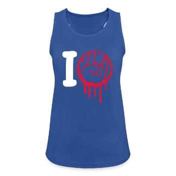 J’aime Heavy Metal Hard Rock Musique Main Geste Coeur - Débardeur respirant Femme - bleu royal - Devant - Zoe (177cm)