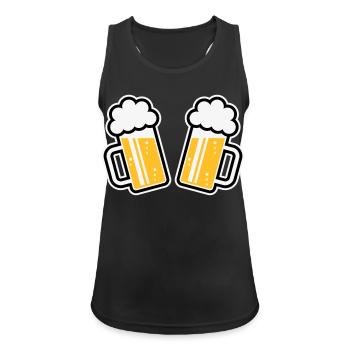 2 chopes de bière Santé ! Santé ! (Chopes de bière 3C) - Débardeur respirant Femme - noir - Devant - Zoe (177cm)
