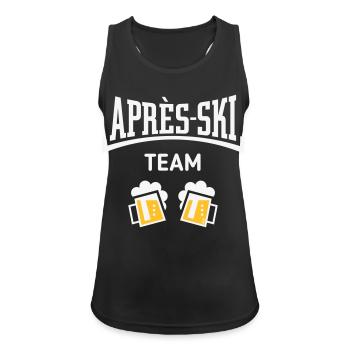 Après-Ski Team (Bier Apres Ski Konkav / NEG 2C) - Frauen Tank Top atmungsaktiv - Schwarz - Vorne - Zoe (177cm)