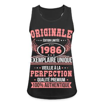 1986 – Exemplaire unique – Qualité premium - Débardeur respirant Femme - noir - Devant - Zoe (177cm)