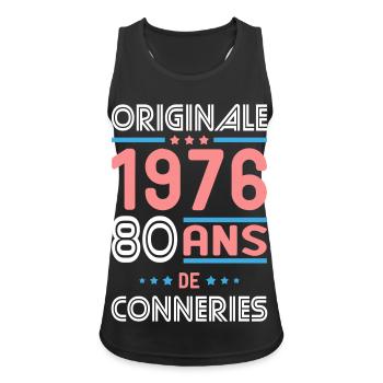 Originale – 1976 – 50 ans de conneries - Débardeur respirant Femme - noir - Devant - Zoe (177cm)