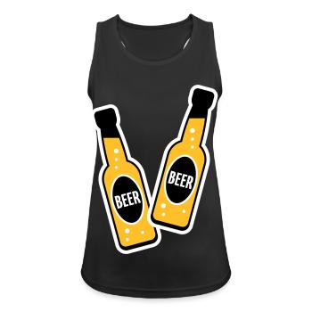 2 Toasting Beer Bottles (Beery / NEG / 2C) - Women's Breathable Tank Top - black - Front - Zoe (177cm)