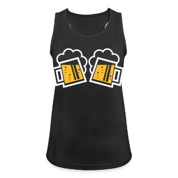 2 Bayrische Bierkrüge Prosten (Bier / NEG 2C) - Frauen Tank Top atmungsaktiv - Schwarz - Vorne - Zoe (177cm)