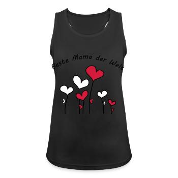 Beste Mama der Welt Herzblumen bunt Vektor - Frauen Tank Top atmungsaktiv - Schwarz - Vorne - Zoe (177cm)