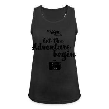 Let the Adventure begin - Frauen Tank Top atmungsaktiv - Schwarz - Vorne - Zoe (177cm)