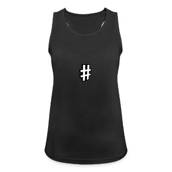 HASHTAG - Frauen Tank Top atmungsaktiv - Schwarz - Vorne - Zoe (177cm)