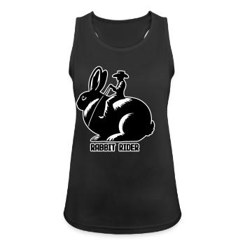 Rabbit Rider (text dark - with outline, 3-Color) - Women's Breathable Tank Top - black - Front - Zoe (177cm)