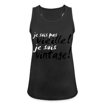 je suis pas vieille - Débardeur respirant Femme - noir - Devant - Zoe (177cm)