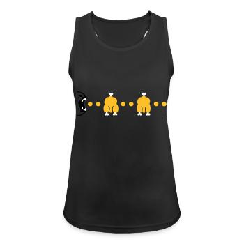 Hähnchen fressen / chicken blow-out (3c) - Frauen Tank Top atmungsaktiv - Schwarz - Vorne - Zoe (177cm)