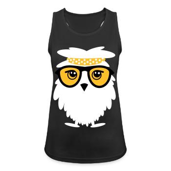 Weise Eule - Frauen Tank Top atmungsaktiv - Schwarz - Vorne - Zoe (177cm)