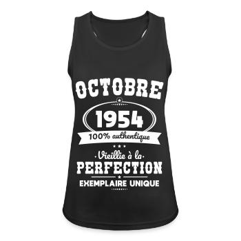70-jähriges Jubiläum - Oktober 1954 Perfektion - Frauen Tank Top atmungsaktiv - Schwarz - Vorne - Zoe (177cm)