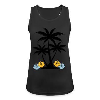 palme hibiskus - Frauen Tank Top atmungsaktiv - Schwarz - Vorne - Zoe (177cm)