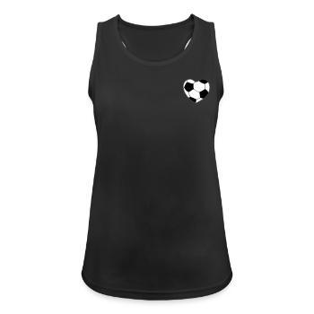 Herz Fußball - Frauen Tank Top atmungsaktiv - Schwarz - Vorne - Zoe (177cm)
