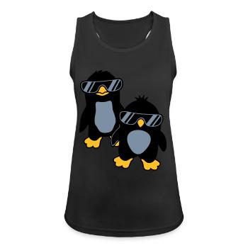Pinguine Crew 2 Freunde - Frauen Tank Top atmungsaktiv - Schwarz - Vorne - Zoe (177cm)