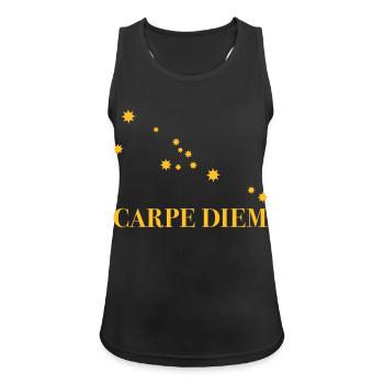 Carpe Diem utilise l’horoscope de la constellation du Jour Taureau - Débardeur respirant Femme - noir - Devant - Zoe (177cm)