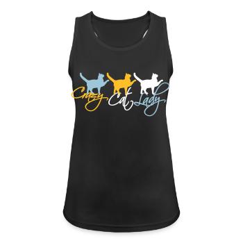 Chat fou Dame Texte Folle Femme Chats Amour - Débardeur respirant Femme - noir - Devant - Zoe (177cm)