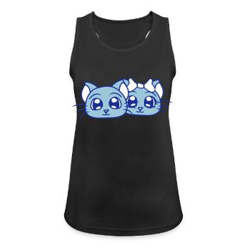 Zwei Katzen Paar 2 Romantisches verliebtes Pärchen - Frauen Tank Top atmungsaktiv - Schwarz - Vorne - Zoe (177cm)