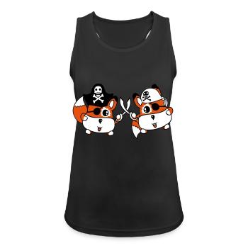 2 Little Cute Pirate Foxes Eye Patch Saber Duel - Women's Breathable Tank Top - black - Front - Zoe (177cm)