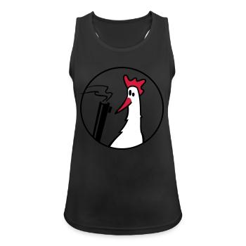 Crazy Chicken mit Gun - Frauen Tank Top atmungsaktiv - Schwarz - Vorne - Zoe (177cm)