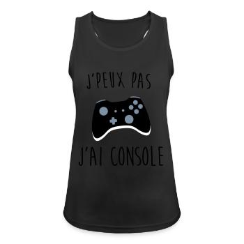 j'peux pas j'ai console - Débardeur respirant Femme - noir - Devant - Zoe (177cm)