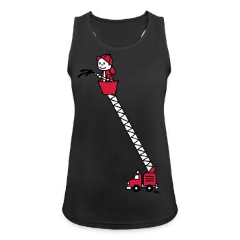Feuerwehrmann mit Feuerwehrauto (c) - Frauen Tank Top atmungsaktiv - Schwarz - Vorne - Zoe (177cm)